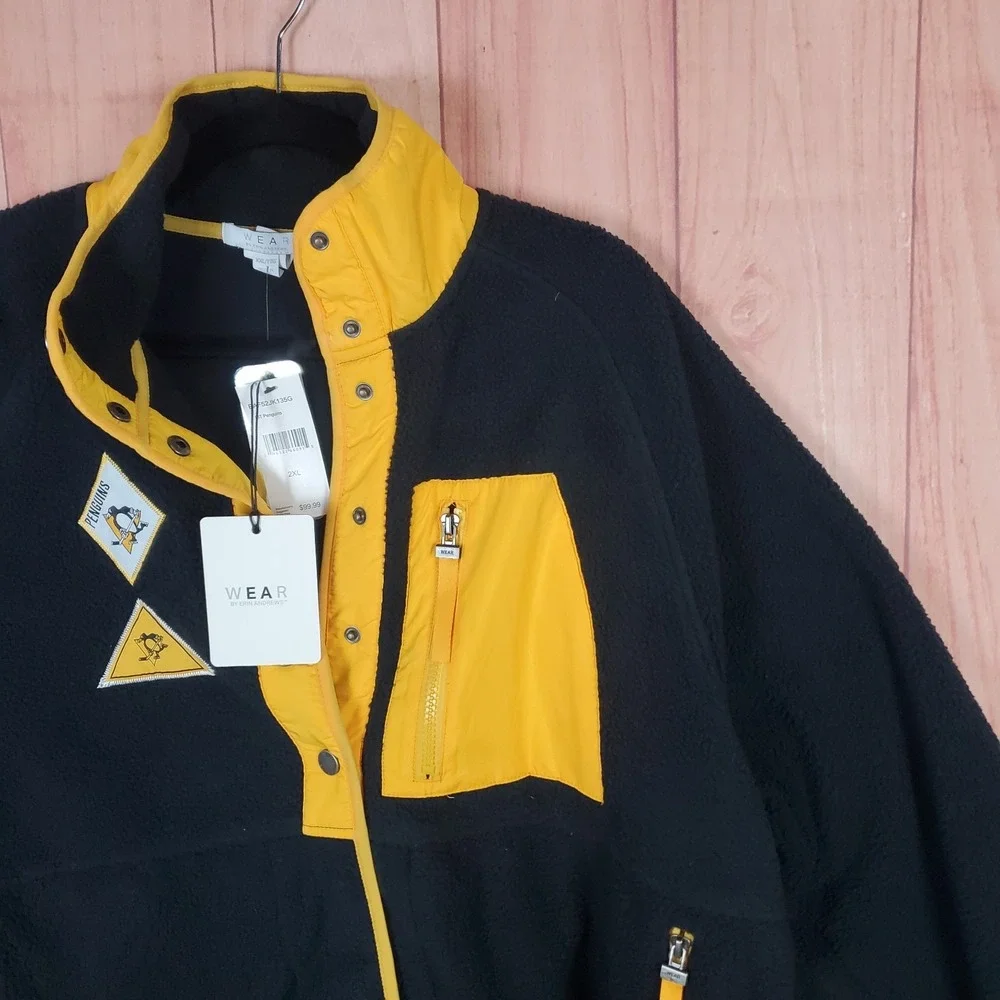 WEAR by Erin Andrews Pittsburgh Womens Fleece Jacket‎ 2XL Black Raglan Sleeve